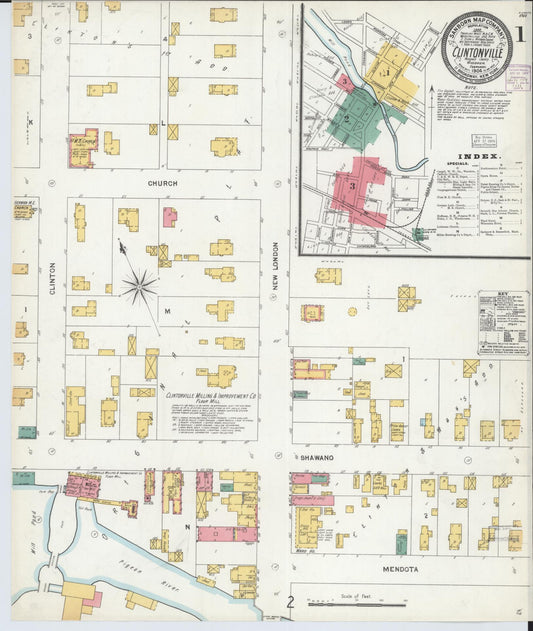 Sanborn Fire Insurance Map from Clintonville, Waupaca County, Wisconsin (1904), Sheet #0001 - Complete Map Set gallery image, historic Sanborn map, vintage wall art, Wisconsin Wisconsin