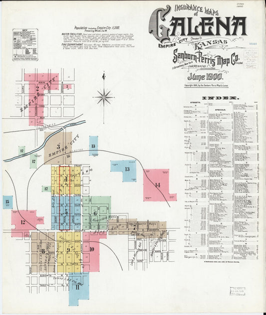 Sanborn Fire Insurance Map from Galena, Cherokee County, Kansas. (1900) – Historic Sanborn Fire Insurance Map Print