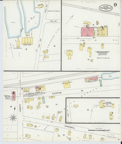 Sanborn Fire Insurance Map from Painesville, Lake County, Ohio (1898), Sheet #0009 - Historic Sanborn Fire Insurance Map Print, vintage old map wall art, antique decor, genealogy gift, Ohio Ohio map