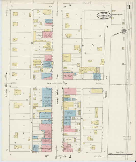 Sanborn Fire Insurance Map from Hartshorne, Pittsburg County, Oklahoma (1914), Sheet #0003 - Historic Sanborn Fire Insurance Map Print, vintage old map wall art, antique decor, genealogy gift, Oklahoma Oklahoma map