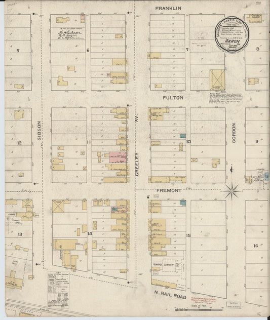 Sanborn Fire Insurance Map from Akron, Washington County, Colorado (1893), Sheet #0001 - Historic Sanborn Fire Insurance Map Print, vintage old map wall art, antique decor, genealogy gift, Colorado Colorado map