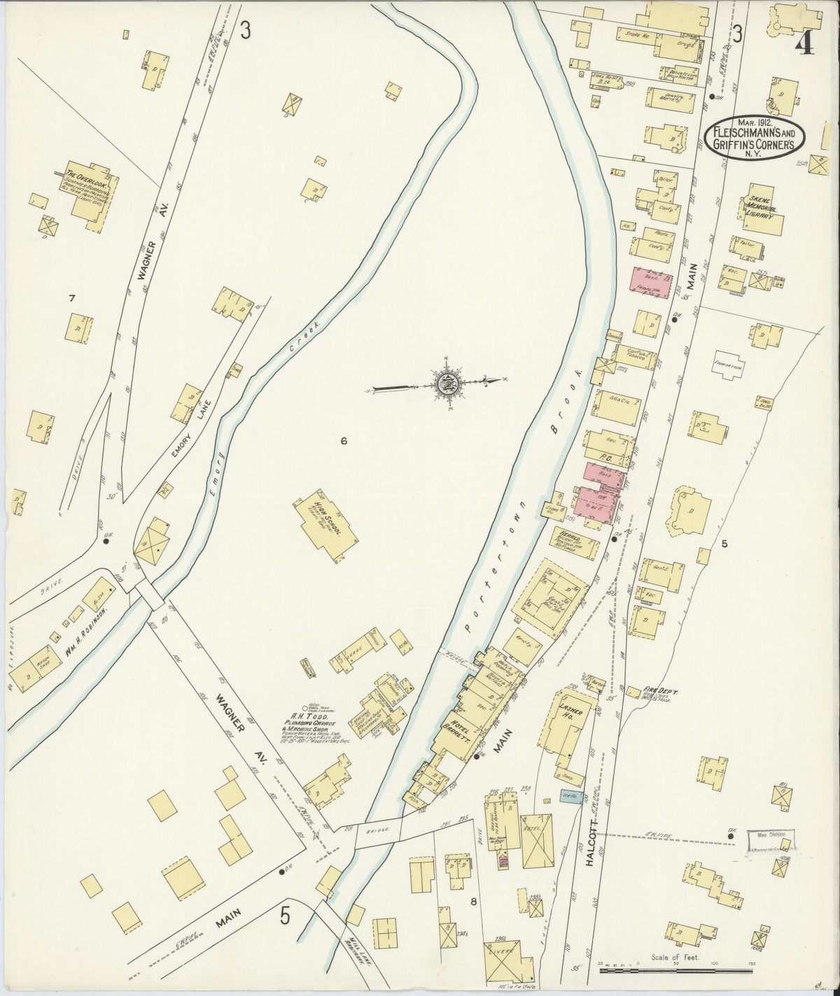 Sanborn Fire Insurance Map from Fleischmanns, Delaware County, New York (1912), Sheet #0004 - Historic Sanborn Fire Insurance Map Print, vintage old map wall art, antique decor, genealogy gift, Fleischmanns Delaware map