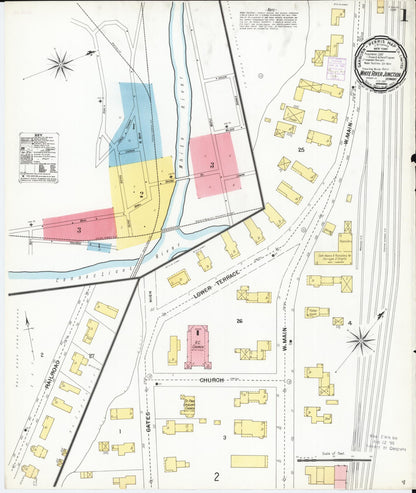 Sanborn Fire Insurance Map from White River Junction, Windsor County, Vermont (1901), Sheet #0001 - Complete Map Set gallery image, historic Sanborn map, vintage wall art, Vermont Vermont