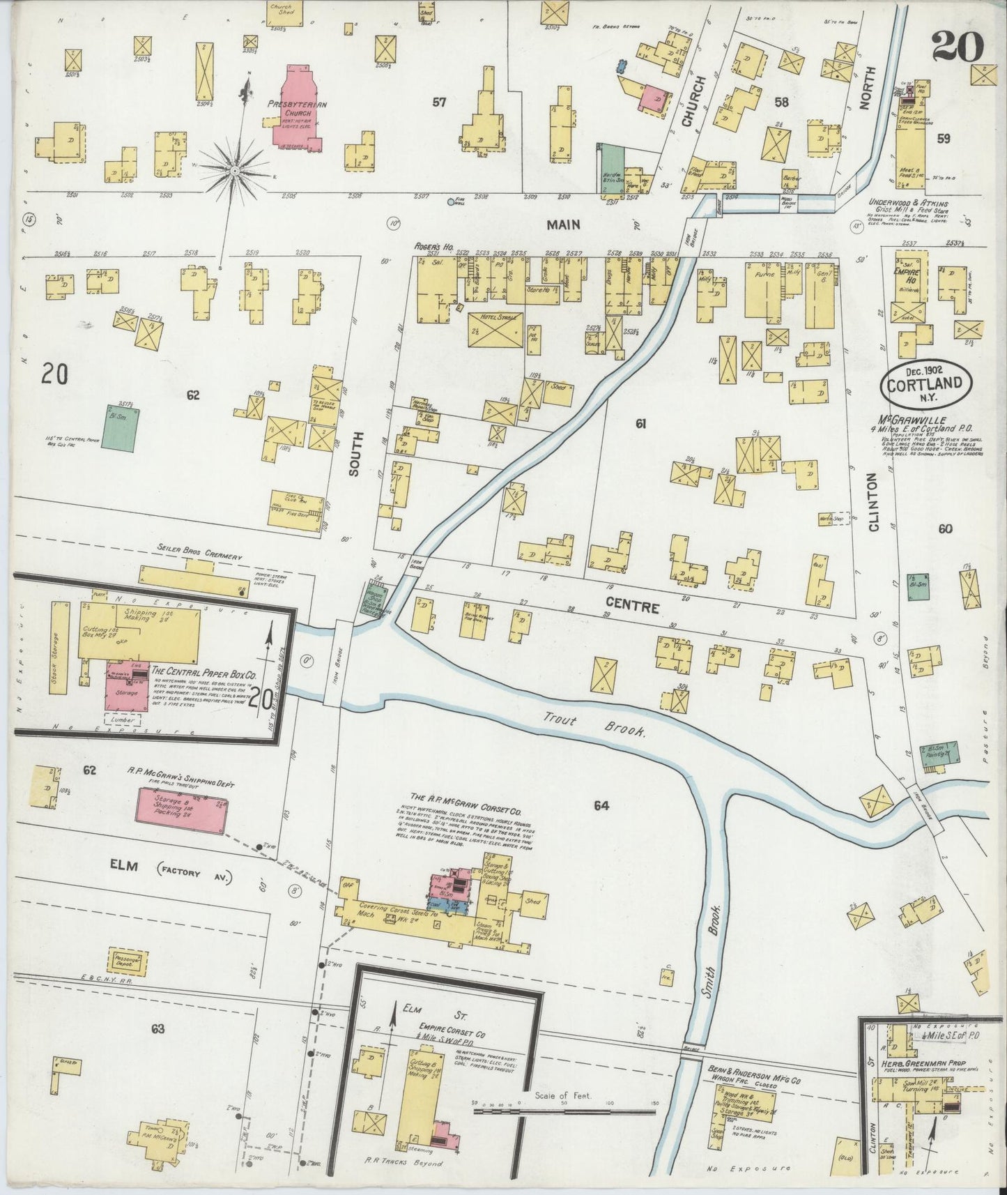Sanborn Fire Insurance Map from Cortland, Cortland County, New York (1902), Sheet #0020 - Complete Map Set gallery image, historic Sanborn map, vintage wall art, New York New York