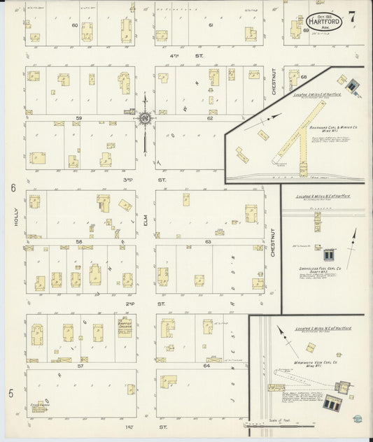 Sanborn Fire Insurance Map from Hartford, Sebastian County, Arkansas (1913), Sheet #0007 - Historic Sanborn Fire Insurance Map Print, vintage old map wall art, antique decor, genealogy gift, Arkansas Arkansas map