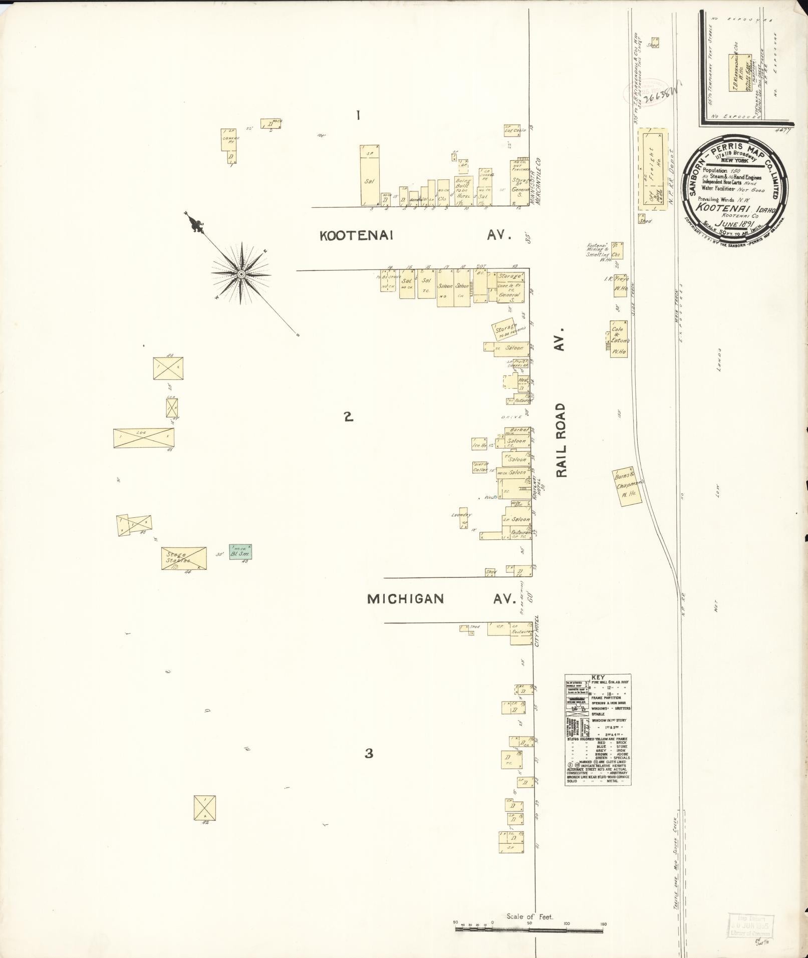 Sanborn Fire Insurance Map from Kootenai, Bonner County, Idaho (1891), Sheet #0001 - Historic Sanborn Fire Insurance Map Print, vintage old map wall art, antique decor, genealogy gift, Idaho Idaho map
