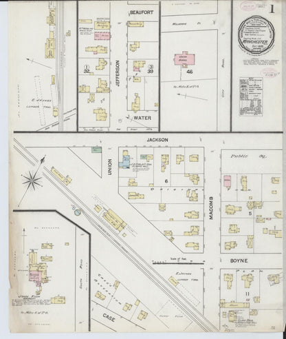 Sanborn Fire Insurance Map from Manchester, Washtenaw County, Michigan (1888), Sheet #0001 - Historic Sanborn Fire Insurance Map Print, vintage old map wall art, antique decor, genealogy gift, Michigan Michigan map