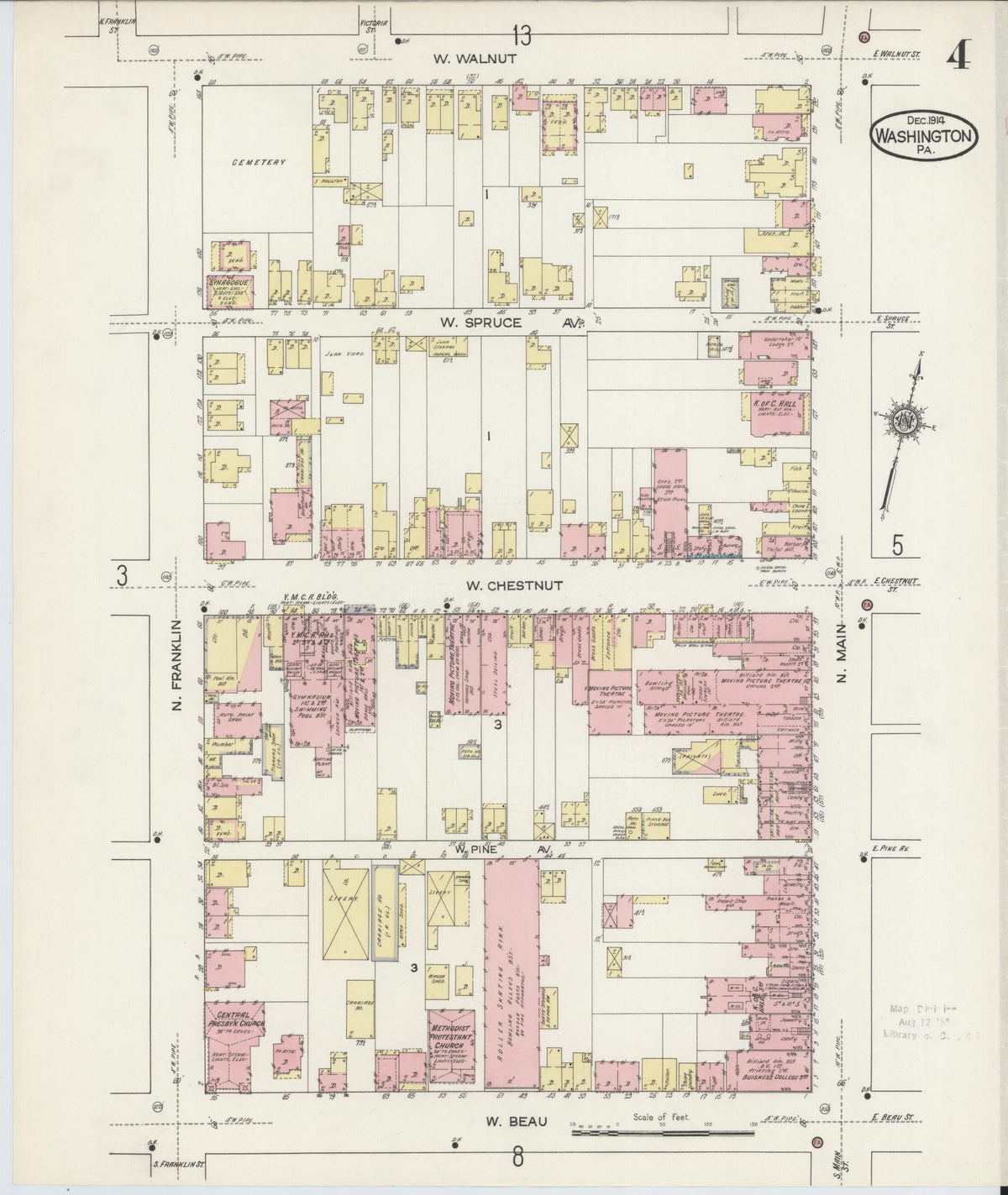Sanborn Fire Insurance Map from Washington, Washington County, Pennsylvania (1914), Sheet #0004 - Complete Map Set gallery image, historic Sanborn map, vintage wall art, Sanborn Fire Insurance Map from Washington Washington
