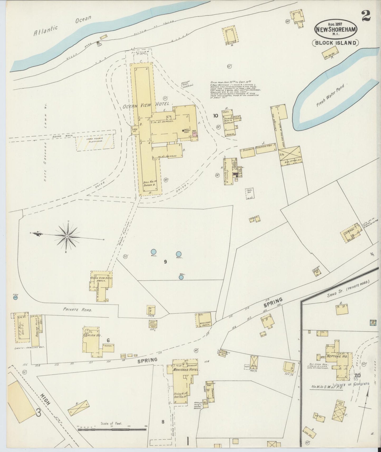 Sanborn Fire Insurance Map from New Shoreham, Newport County, Rhode Island (1897), Sheet #0002 - Complete Map Set gallery image, historic Sanborn map, vintage wall art, Rhode Island Rhode Island