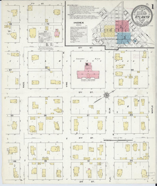 Sanborn Fire Insurance Map from Atlanta, Logan County, Illinois (1910), Sheet #0001 - Complete Map Set gallery image, historic Sanborn map, vintage wall art, Illinois Illinois
