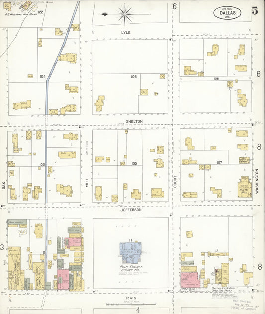 Sanborn Fire Insurance Map from Dallas, Polk County, Oregon (1905), Sheet #0005 - Historic Sanborn Fire Insurance Map Print, vintage old map wall art, antique decor, genealogy gift, Oregon Oregon map