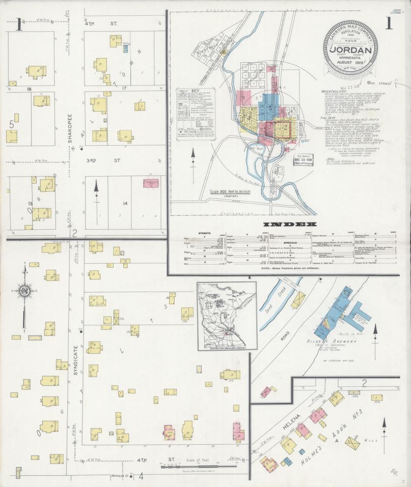 Sanborn Fire Insurance Map from Jordan, Scott County, Minnesota. (1928) – Map View