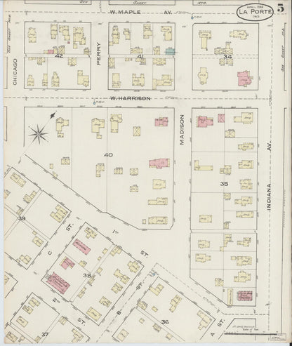 Sanborn Fire Insurance Map from La Porte, La Porte County, Indiana (1886), Sheet #0005 - Complete Map Set gallery image, historic Sanborn map, vintage wall art, Indiana Indiana