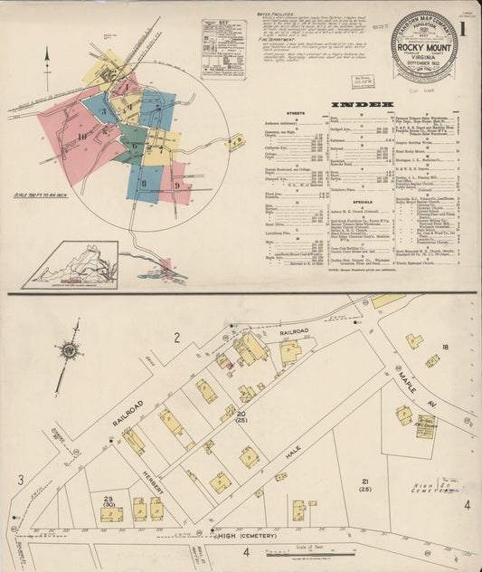 Sanborn Fire Insurance Map from Rocky Mount, Franklin County, Virginia. (1922) – Historic Sanborn Fire Insurance Map Print