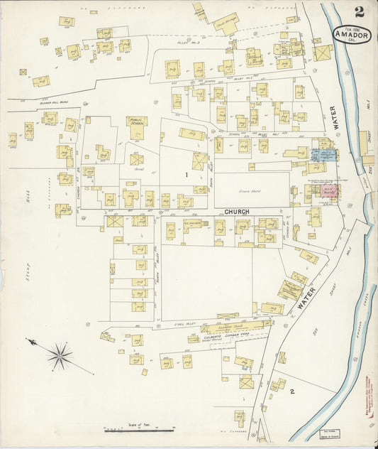 Sanborn Fire Insurance Map from Amador, Amador County, California (1890), Sheet #0002 - Historic Sanborn Fire Insurance Map Print, vintage old map wall art, antique decor, genealogy gift, California California map