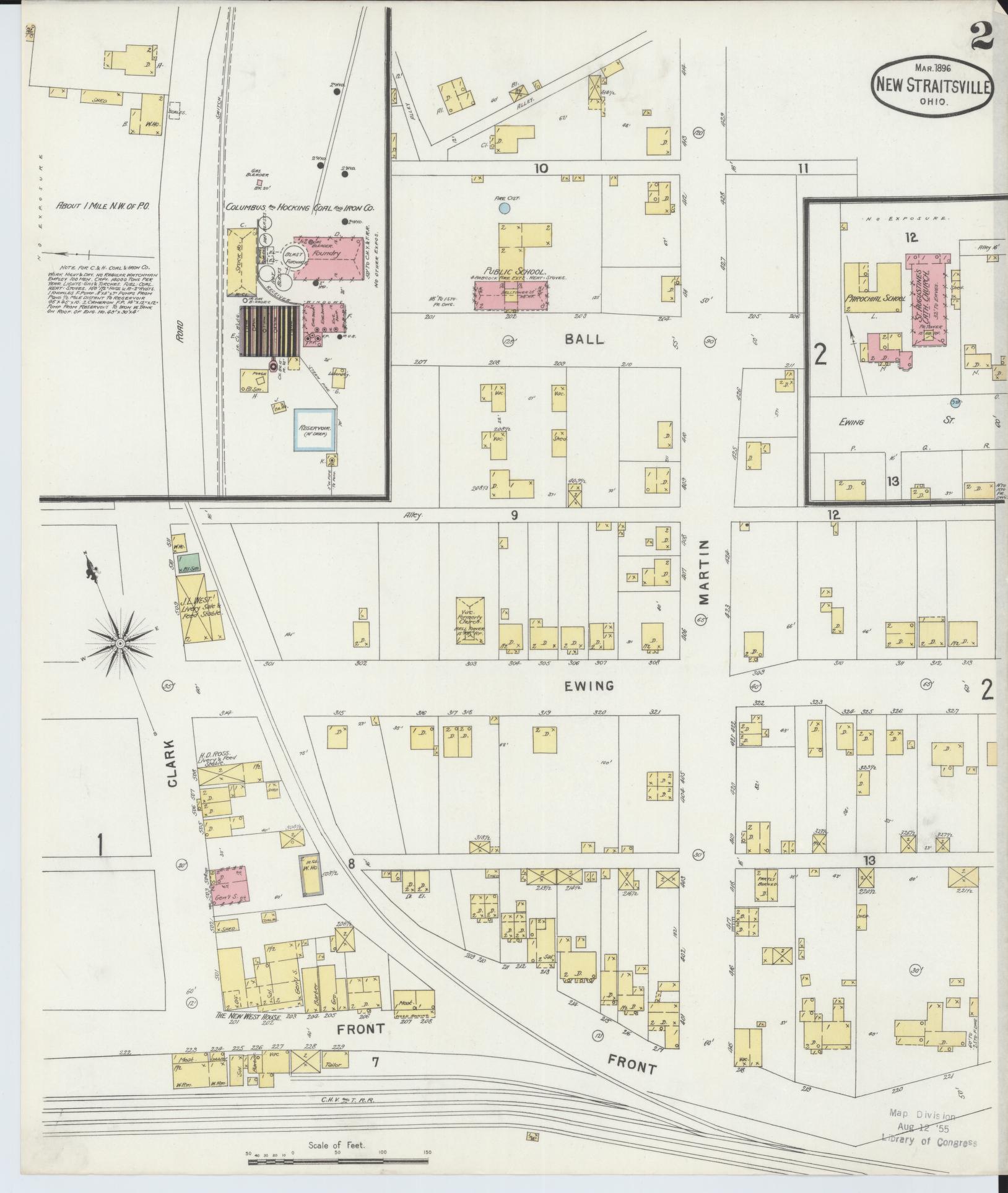 Sanborn Fire Insurance Map from New Straitsville, Perry County, Ohio (1896), Sheet #0002 - Complete Map Set gallery image, historic Sanborn map, vintage wall art, Ohio Ohio