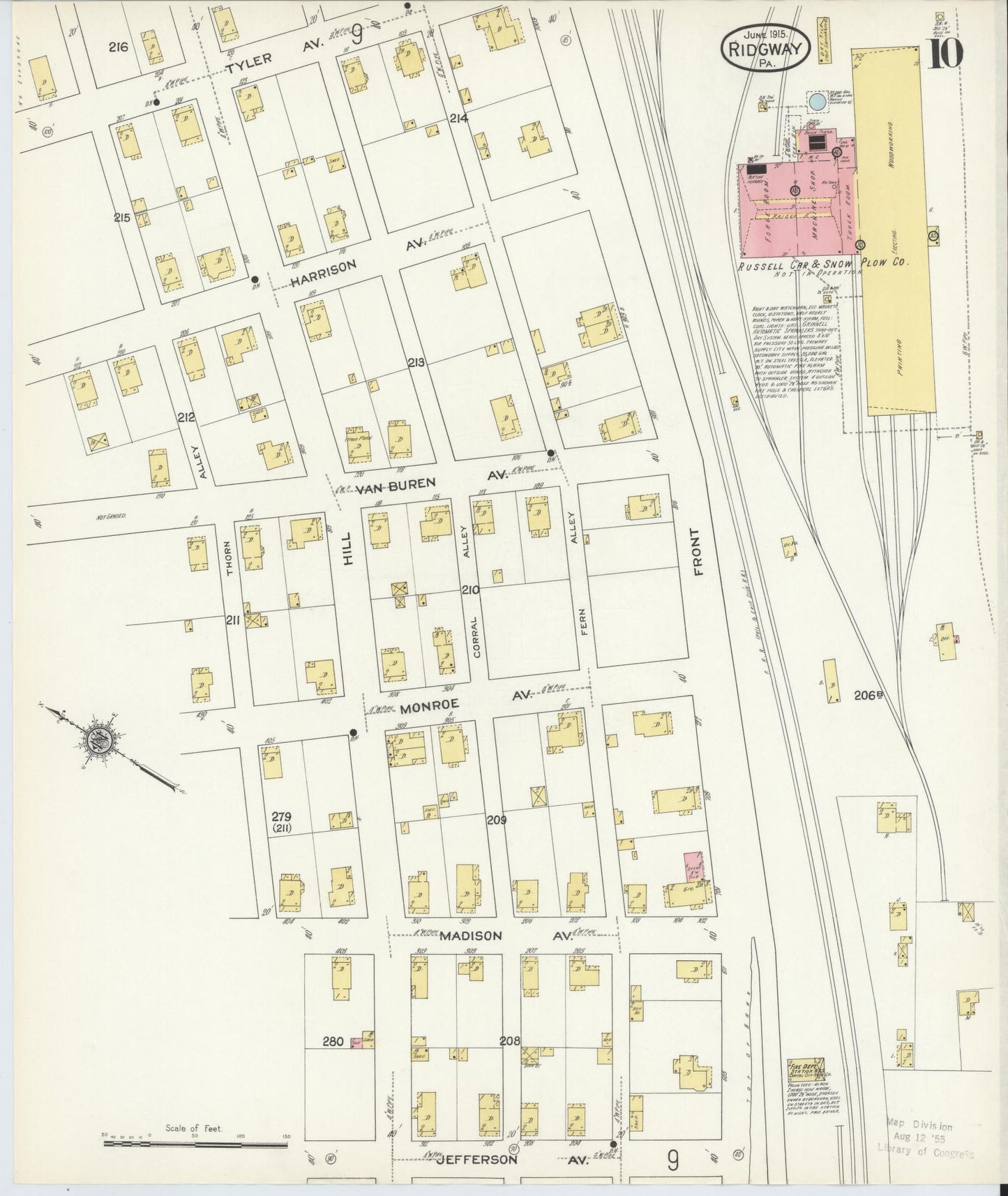 Sanborn Fire Insurance Map from Ridgway, Elk County, Pennsylvania (1915), Sheet #0010 - Complete Map Set gallery image, historic Sanborn map, vintage wall art, Pennsylvania Pennsylvania