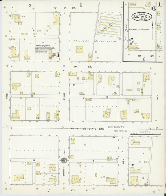 Sanborn Fire Insurance Map from Junction City, Union County, Arkansas (1914), Sheet #0006 - Historic Sanborn Fire Insurance Map Print, vintage old map wall art, antique decor, genealogy gift, Arkansas Arkansas map