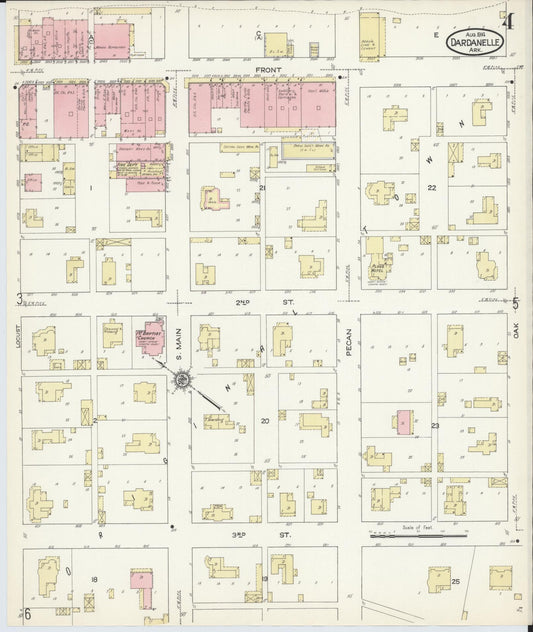 Sanborn Fire Insurance Map from Dardanelle, Yell County, Arkansas (1914), Sheet #0004 - Historic Sanborn Fire Insurance Map Print, vintage old map wall art, antique decor, genealogy gift, Arkansas Arkansas map