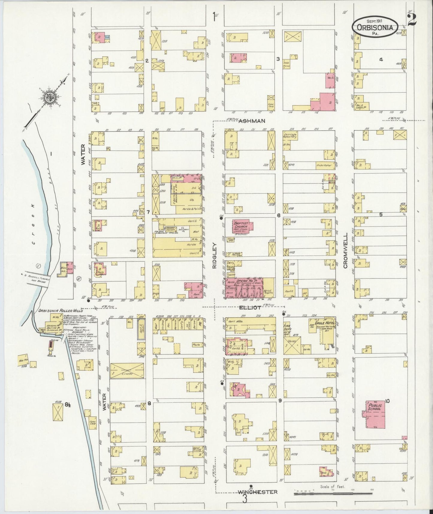 Sanborn Fire Insurance Map from Orbisonia, Huntingdon County, Pennsylvania (1911), Sheet #0002 - Complete Map Set gallery image, historic Sanborn map, vintage wall art, Pennsylvania Pennsylvania