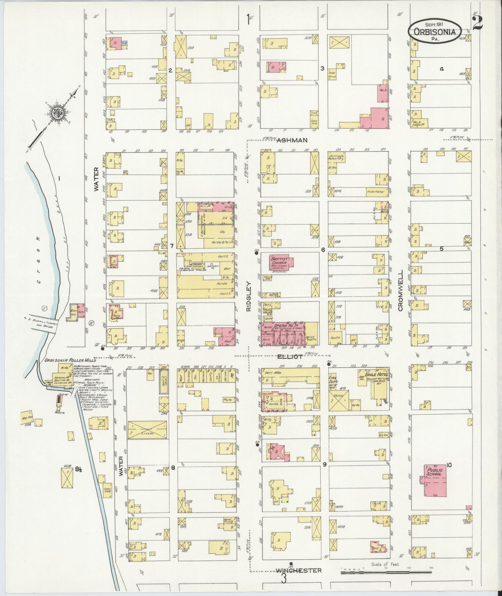 Sanborn Fire Insurance Map from Orbisonia, Huntingdon County, Pennsylvania (1911), Sheet #0002 - Complete Map Set gallery image, historic Sanborn map, vintage wall art, Pennsylvania Pennsylvania