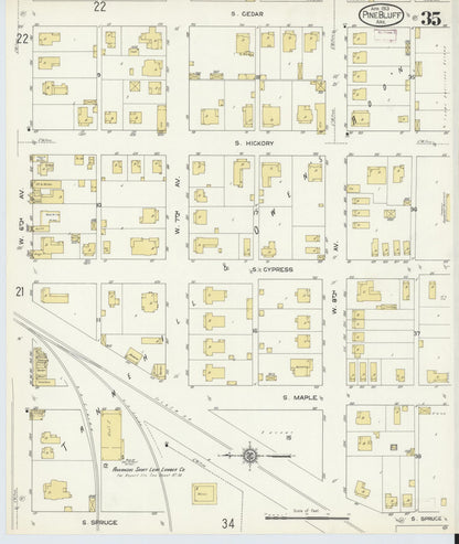 Sanborn Fire Insurance Map from Pine Bluff, Jefferson County, Arkansas (1913), Sheet #0035 - Complete Map Set gallery image, historic Sanborn map, vintage wall art, Arkansas Arkansas