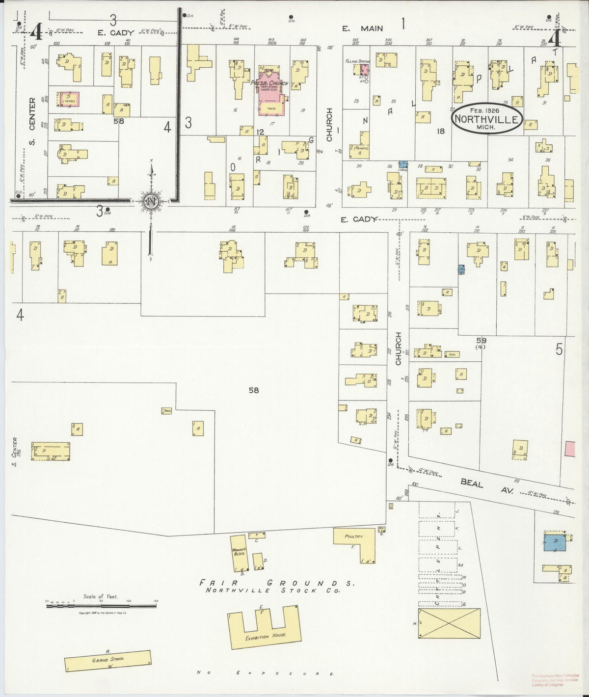 Sanborn Fire Insurance Map from Northville, Wayne County, Michigan (1926), Sheet #0004 - Historic Sanborn Fire Insurance Map Print, vintage old map wall art, antique decor, genealogy gift, Michigan Michigan map
