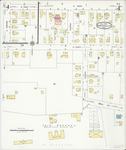 Sanborn Fire Insurance Map from Northville, Wayne County, Michigan (1926), Sheet #0004 - Historic Sanborn Fire Insurance Map Print, vintage old map wall art, antique decor, genealogy gift, Michigan Michigan map