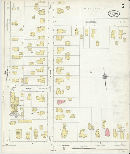 Sanborn Fire Insurance Map from Adams, Jefferson County, New York (1911), Sheet #0005 - Complete Map Set gallery image, historic Sanborn map, vintage wall art, New York New York