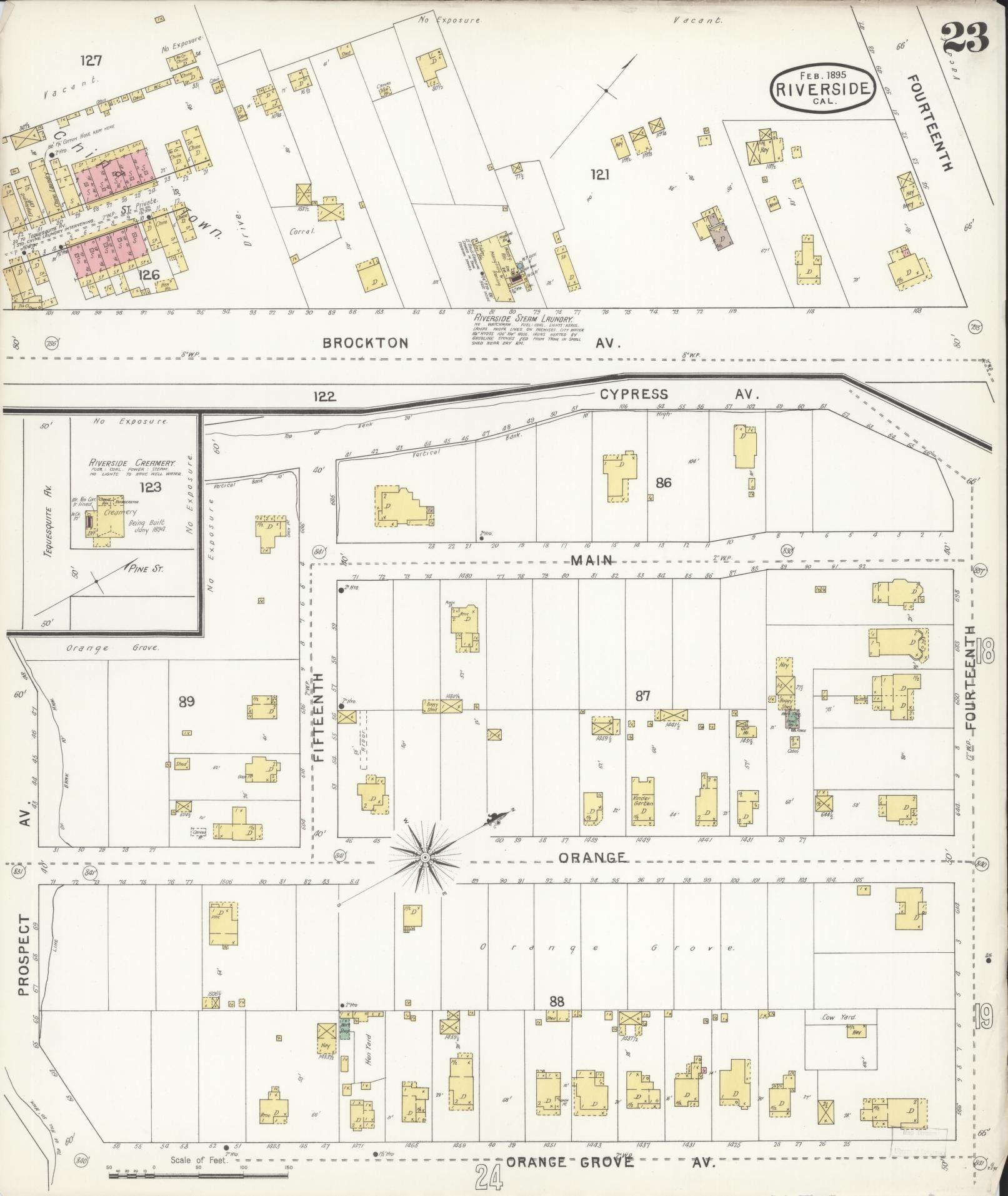 Sanborn Fire Insurance Map from Riverside, Riverside County, California (1895), Sheet #0023 - Complete Map Set gallery image, historic Sanborn map, vintage wall art, California California