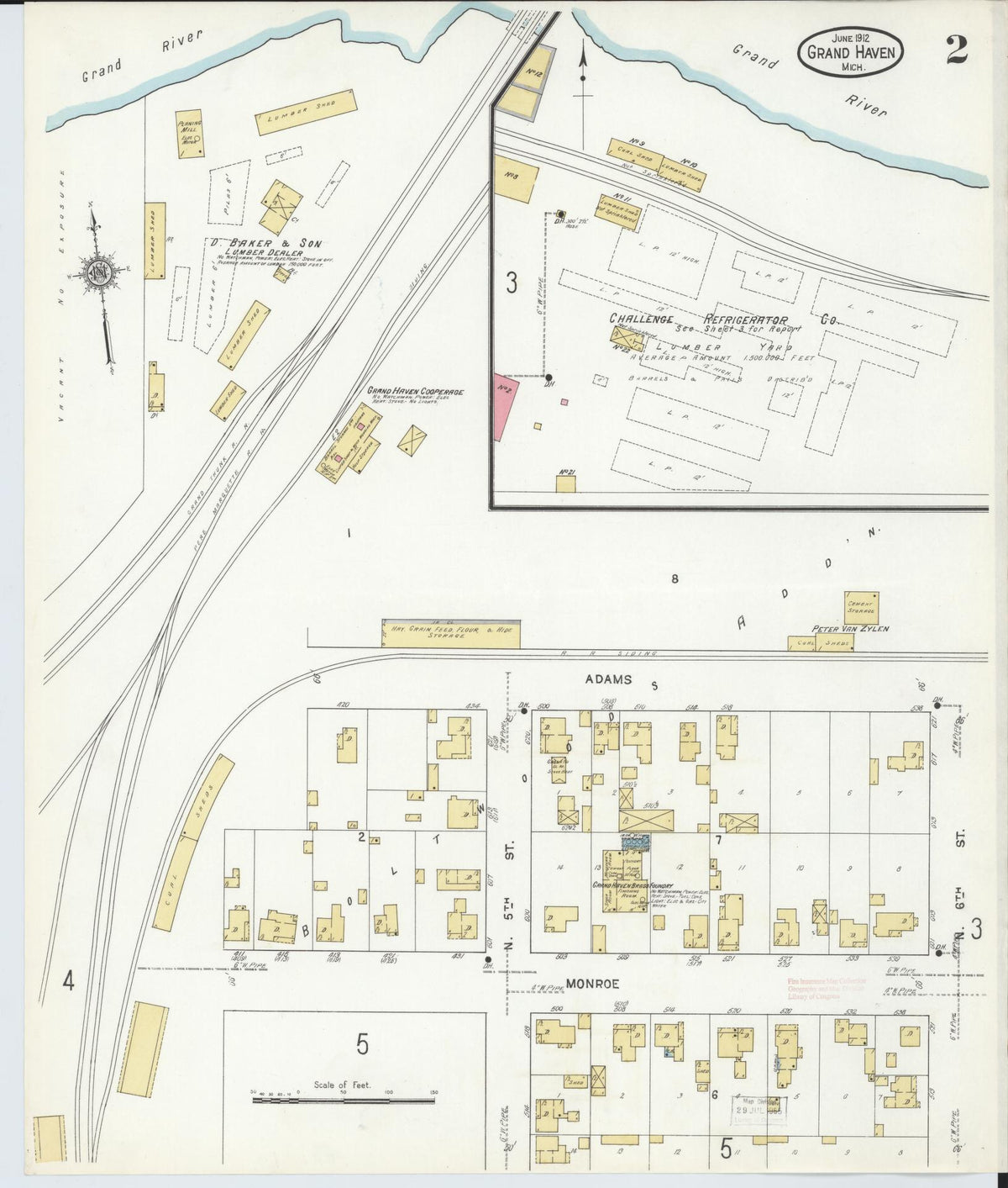 Sanborn Fire Insurance Map from Grand Haven, Ottawa County, Michigan (1912), Sheet #0002 - Complete Map Set gallery image, historic Sanborn map, vintage wall art, Michigan Michigan