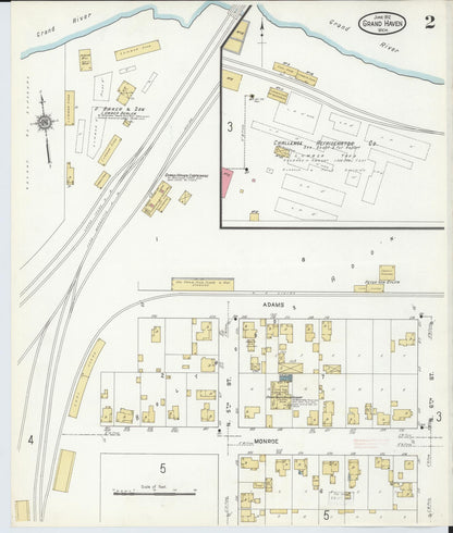 Sanborn Fire Insurance Map from Grand Haven, Ottawa County, Michigan (1912), Sheet #0002 - Complete Map Set gallery image, historic Sanborn map, vintage wall art, Michigan Michigan