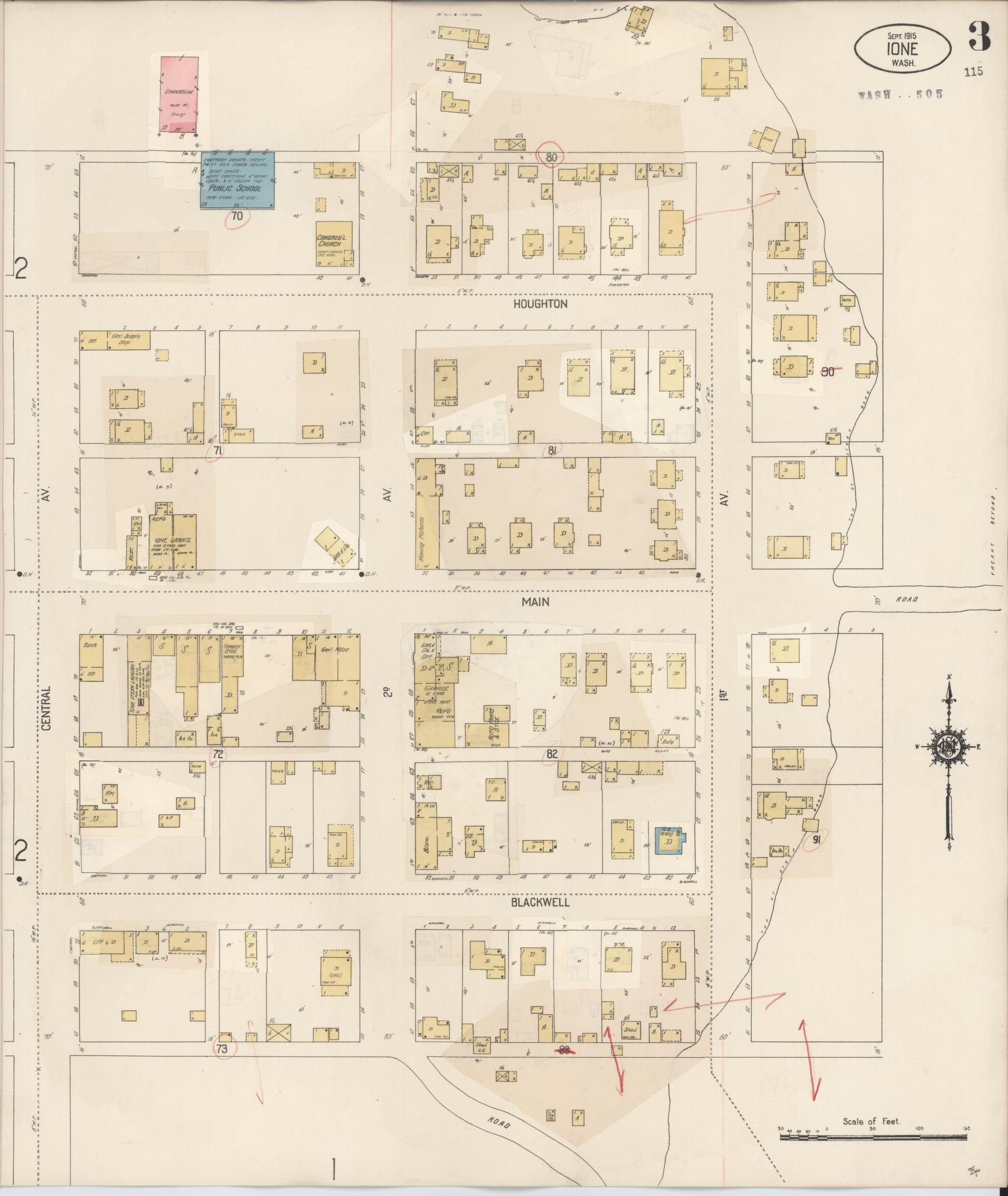 Sanborn Fire Insurance Map from Ione, Pend Oreille County, Washington (1932), Sheet #0003 - Complete Map Set gallery image, historic Sanborn map, vintage wall art, Washington Washington