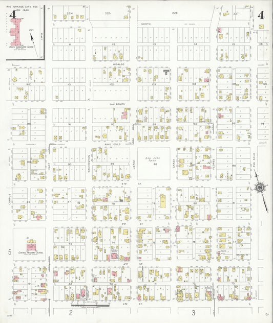 Sanborn Fire Insurance Map from Rio Grande City, Starr County, Texas (1940), Sheet #0004 - Historic Sanborn Fire Insurance Map Print, vintage old map wall art, antique decor, genealogy gift, Texas Texas map