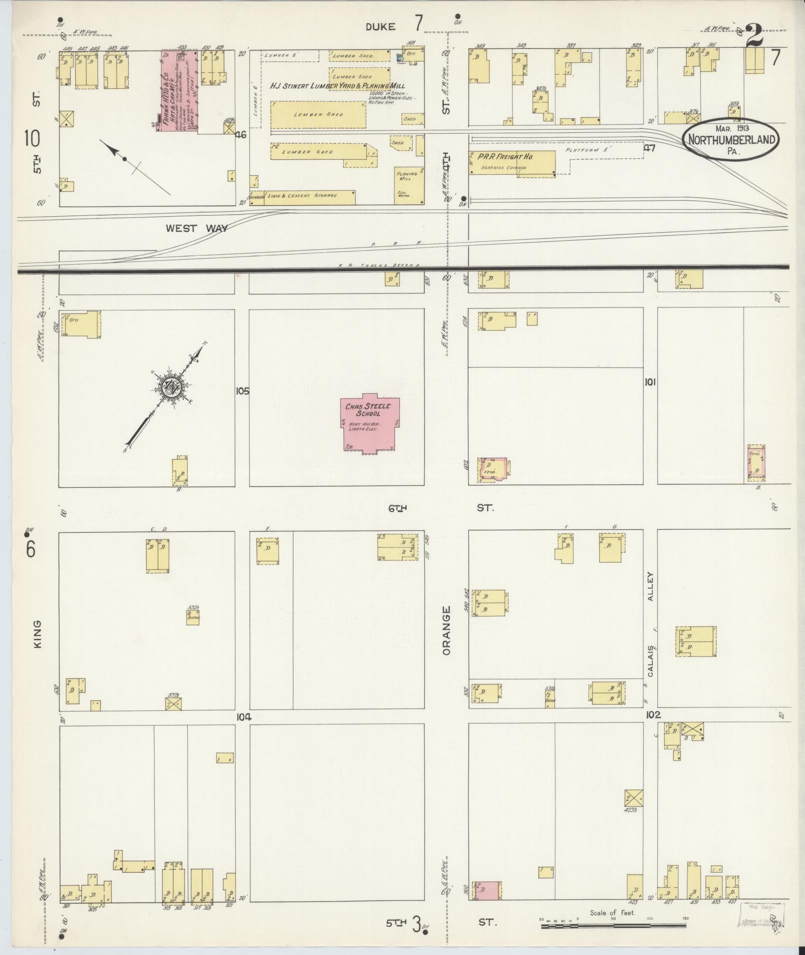 Sanborn Fire Insurance Map from Northumberland, Northumberland County, Pennsylvania (1913), Sheet #0002 - Complete Map Set gallery image, historic Sanborn map, vintage wall art, Pennsylvania Pennsylvania