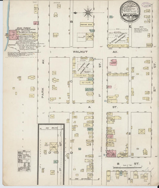 Sanborn Fire Insurance Map from Milford, Seward County, Nebraska (1885), Sheet #0001 - Historic Sanborn Fire Insurance Map Print, vintage old map wall art, antique decor, genealogy gift, Nebraska Nebraska map