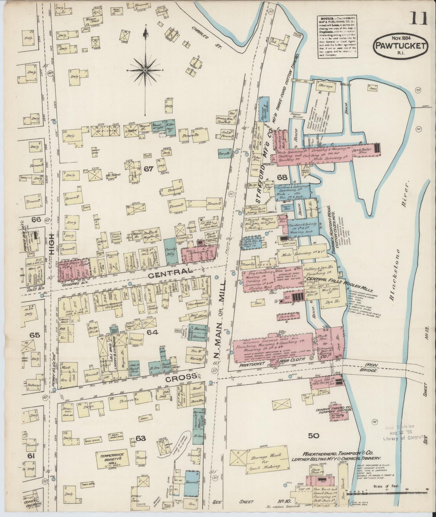 Sanborn Fire Insurance Map from Pawtucket, Providence County, Rhode Island (1884), Sheet #0011 - Complete Map Set gallery image, historic Sanborn map, vintage wall art, Rhode Island Rhode Island