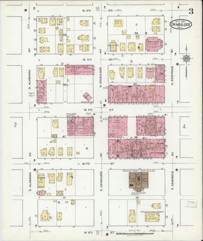 Sanborn Fire Insurance Map from Okmulgee, Okmulgee County, Oklahoma (1920), Sheet #0003 - Complete Map Set gallery image, historic Sanborn map, vintage wall art, Oklahoma Oklahoma