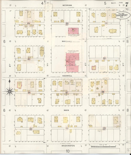 Sanborn Fire Insurance Map from Davenport, Lincoln County, Washington (1930), Sheet #0007 - Complete Map Set gallery image, historic Sanborn map, vintage wall art, Washington Washington