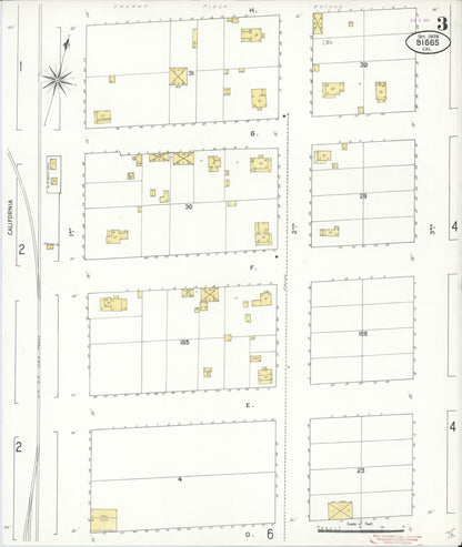 Sanborn Fire Insurance Map from Biggs, Butte County, California (1909), Sheet #0003 - Historic Sanborn Fire Insurance Map Print, vintage old map wall art, antique decor, genealogy gift, California California map