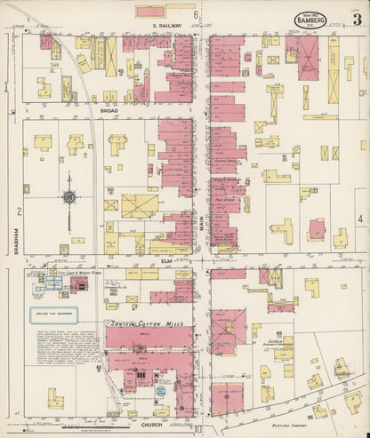 Sanborn Fire Insurance Map from Bamberg, Bamberg County, South Carolina (1922), Sheet #0003 - Complete Map Set gallery image, historic Sanborn map, vintage wall art, South Carolina South Carolina