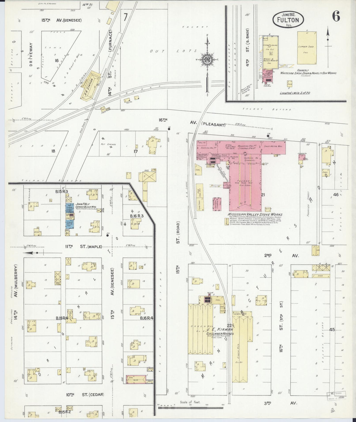 Sanborn Fire Insurance Map from Fulton, Whiteside County, Illinois (1912), Sheet #0006 - Complete Map Set gallery image, historic Sanborn map, vintage wall art, Illinois Illinois