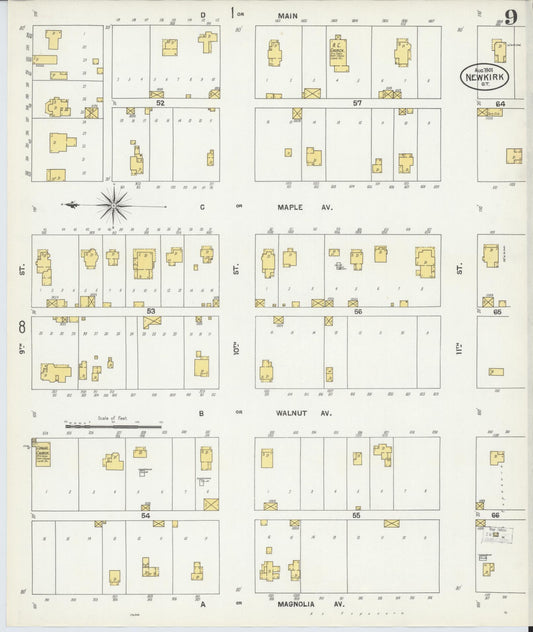 Sanborn Fire Insurance Map from Newkirk, Kay County, Oklahoma (1901), Sheet #0009 - Historic Sanborn Fire Insurance Map Print, vintage old map wall art, antique decor, genealogy gift, Oklahoma Oklahoma map