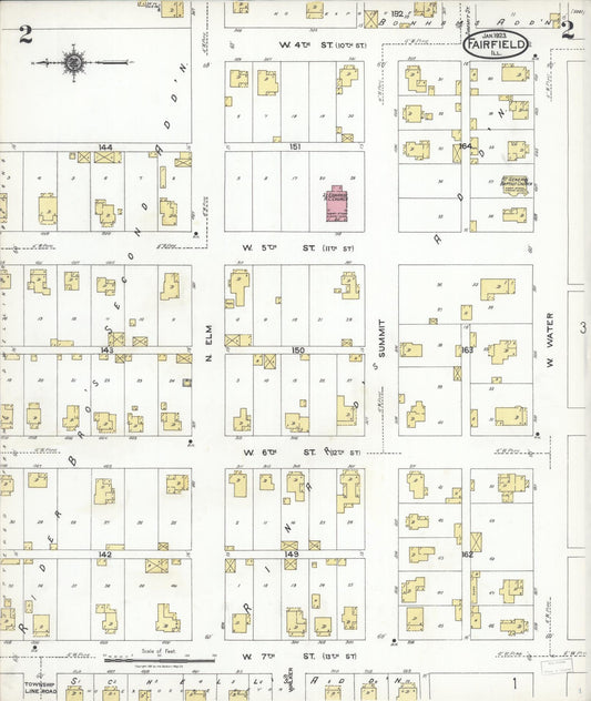 Sanborn Fire Insurance Map from Fairfield, Wayne County, Illinois (1923), Sheet #0002 - Historic Sanborn Fire Insurance Map Print, vintage old map wall art, antique decor, genealogy gift, Illinois Illinois map