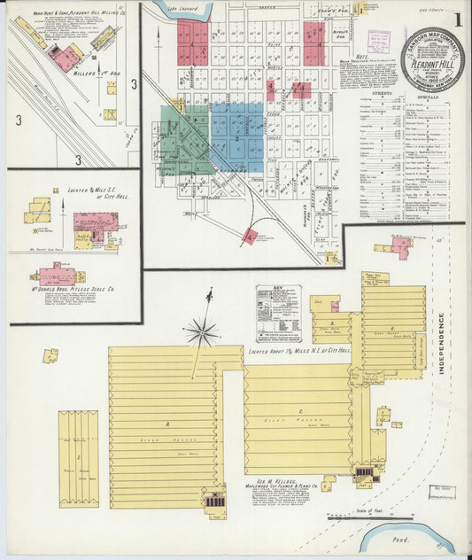 Sanborn Fire Insurance Map from Pleasant Hill, Cass County, Missouri (1906), Sheet #0001 - Historic Sanborn Fire Insurance Map Print, vintage old map wall art, antique decor, genealogy gift, Missouri Missouri map