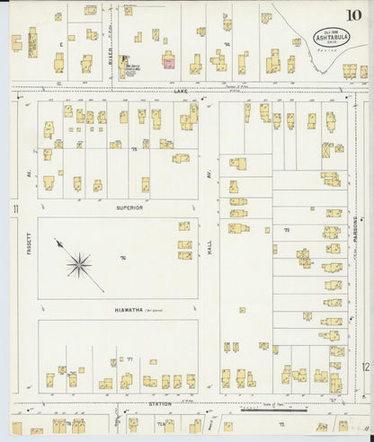 Sanborn Fire Insurance Map from Ashtabula, Ashtabula County, Ohio (1898), Sheet #0010 - Historic Sanborn Fire Insurance Map Print, vintage old map wall art, antique decor, genealogy gift, Ohio Ohio map