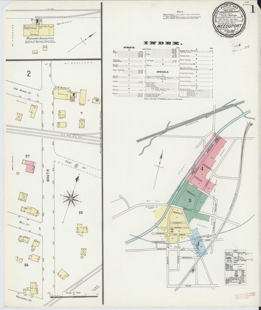 Sanborn Fire Insurance Map from Weedsport, Cayuga County, New York (1896), Sheet #0001 - Complete Map Set gallery image, historic Sanborn map, vintage wall art, New York New York