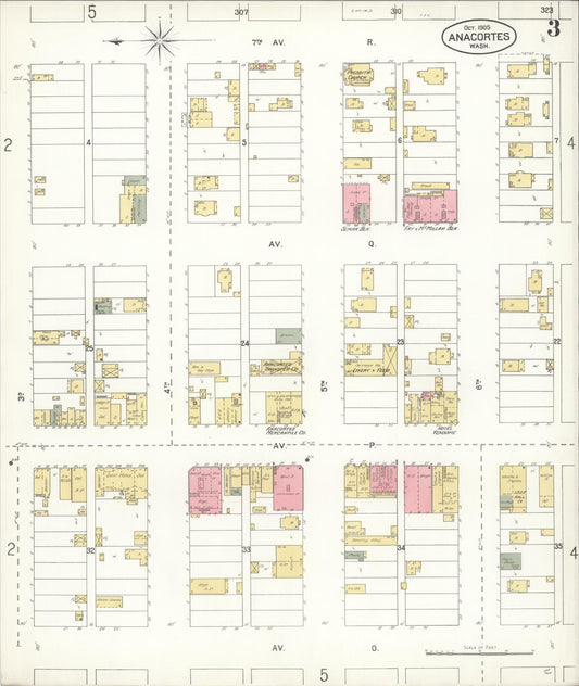 Sanborn Fire Insurance Map from Anacortes, Skagit County, Washington (1905), Sheet #0003 - Historic Sanborn Fire Insurance Map Print, vintage old map wall art, antique decor, genealogy gift, Washington Washington map