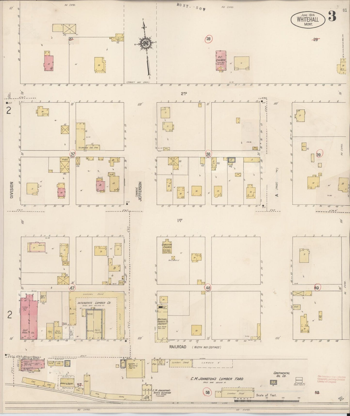 Sanborn Fire Insurance Map from Whitehall, Jefferson County, Montana (1927), Sheet #0003 - Complete Map Set gallery image, historic Sanborn map, vintage wall art, Montana Montana