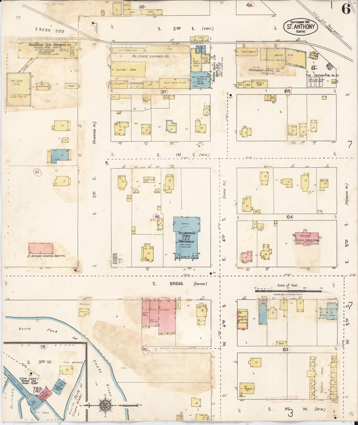Sanborn Fire Insurance Map from Saint Anthony, Fremont County, Idaho (1944), Sheet #0006 - Complete Map Set gallery image, historic Sanborn map, vintage wall art, Idaho Idaho